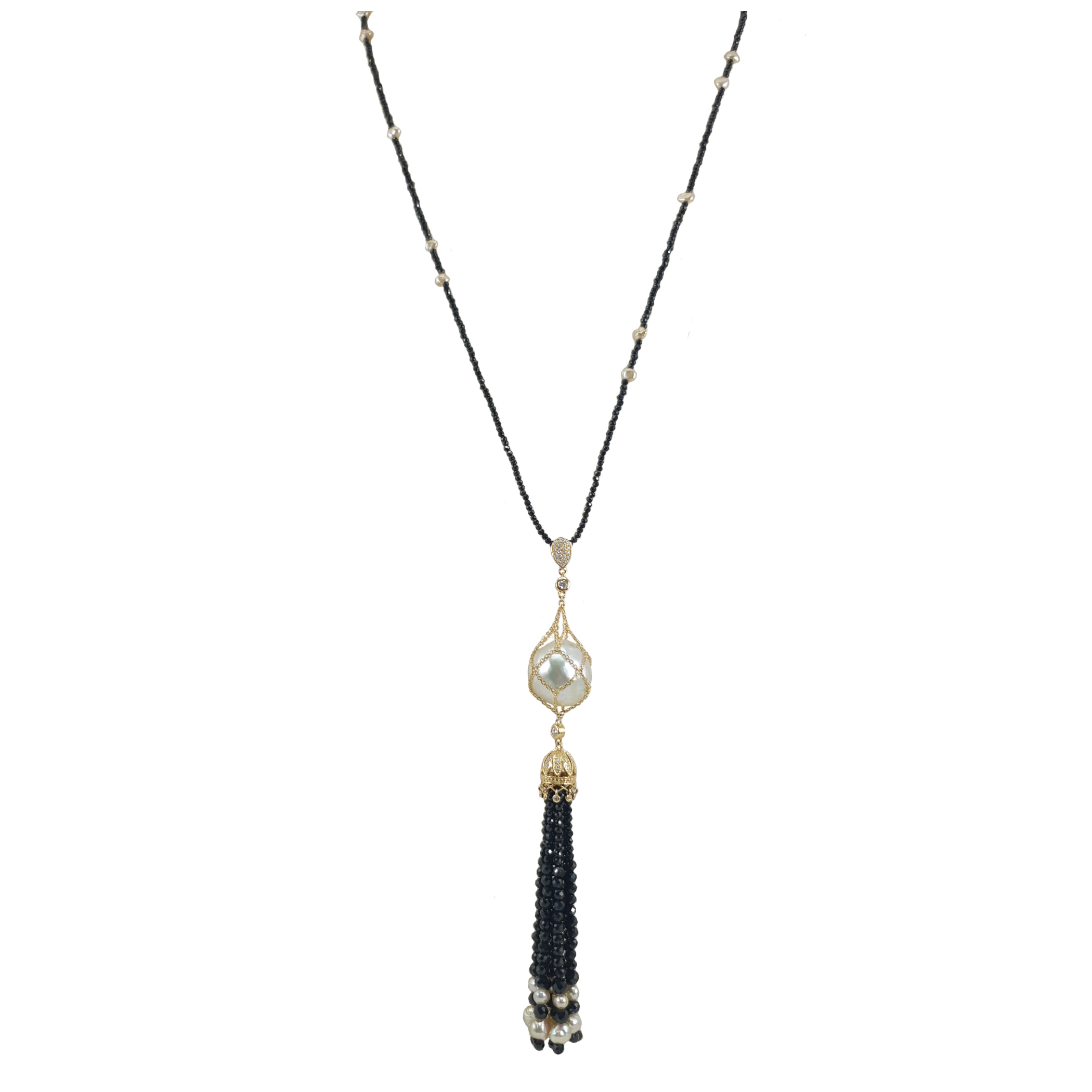 Wedding Jewelry - Swarovski Pearl and Rose Gold Tassel Necklace | ADORA by  Simona