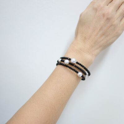 Alternative view of South Sea Pearl and Black Spinel Bracelet